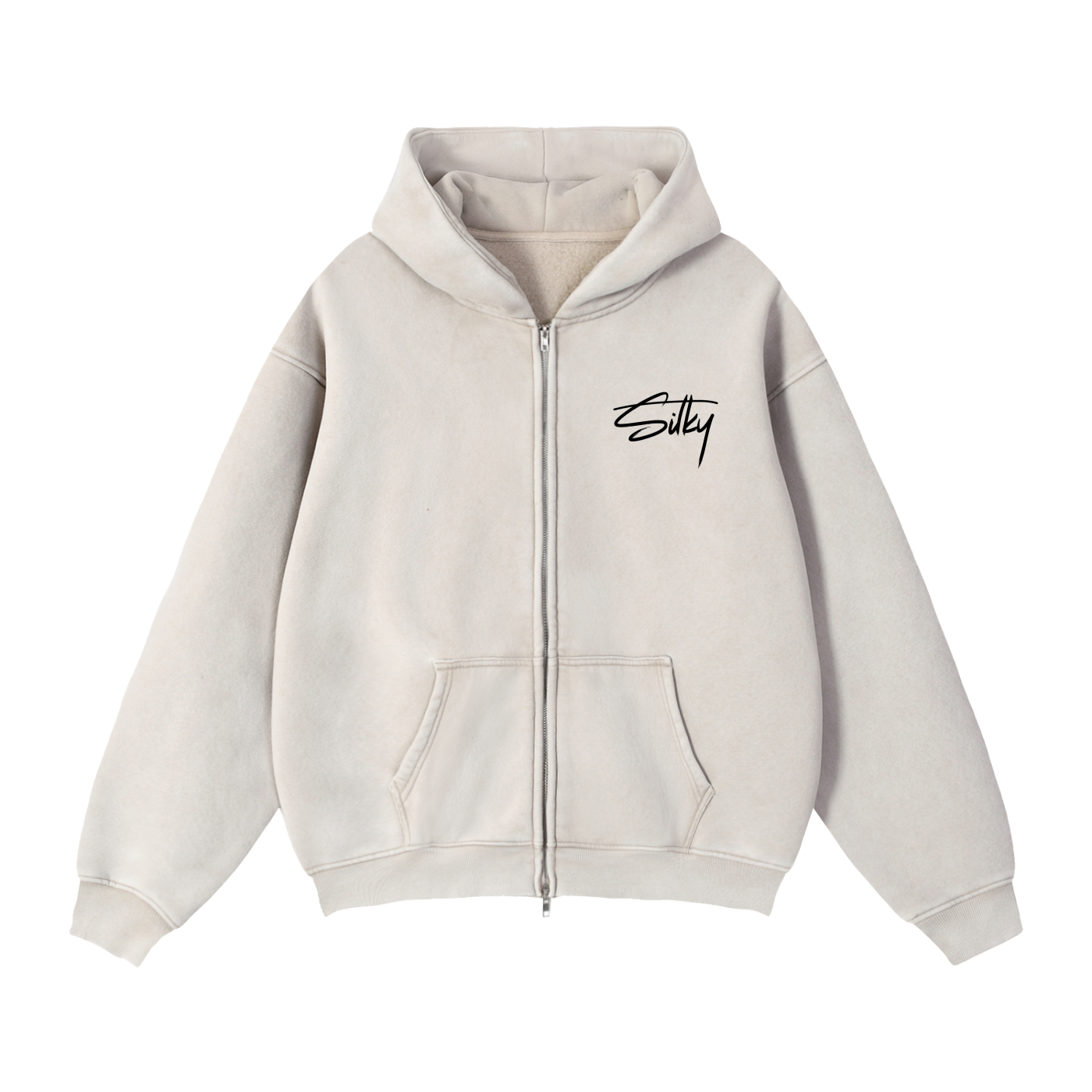 Zip-Through Boxy Fleece Hoodie